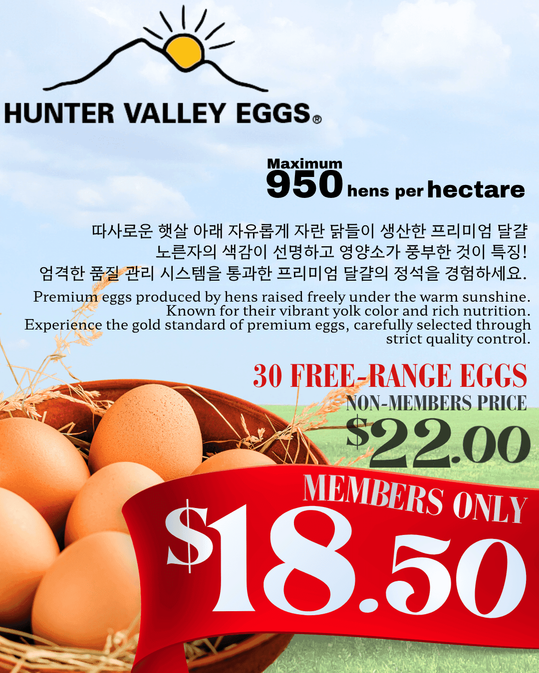 🌿Hunter Valley Free-Range Eggs 30 Pack🥚